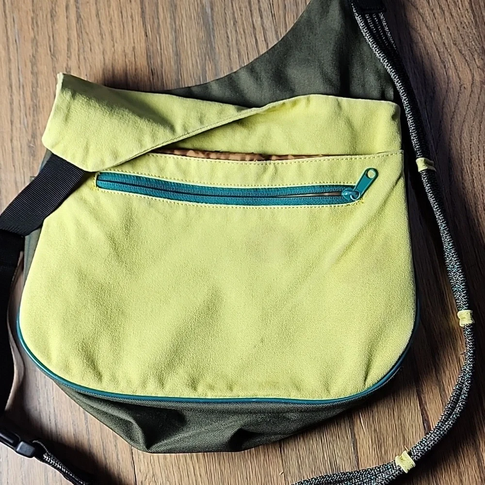 Kavu Green and Yellow Sling Bag